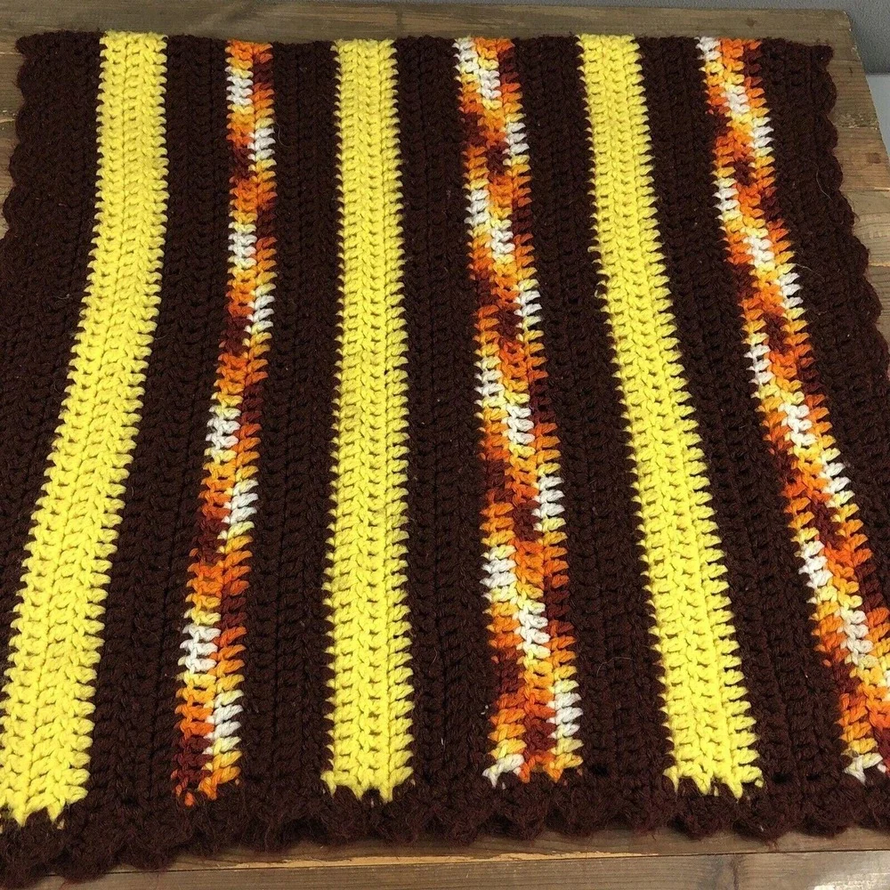 Handmade Crochet Afghan Throw Striped Runner 54